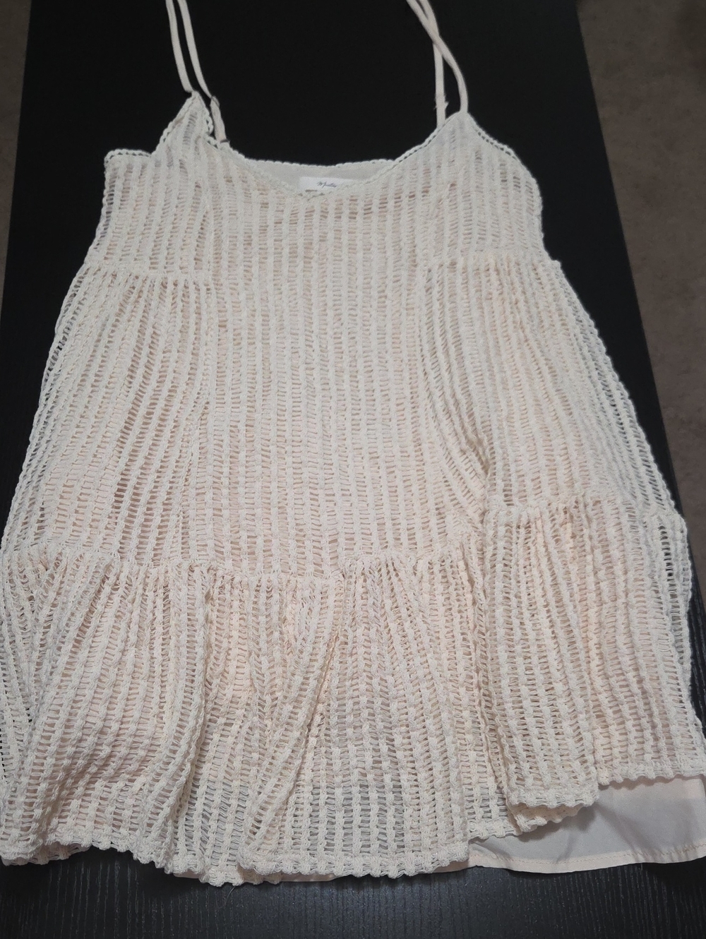 Cream Crochet Sleeveless Dress